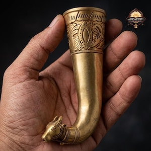 Latón Shringi Gomukh Kamandalu / Jaladhara para Shivling Abhishek 8 pulgadas
