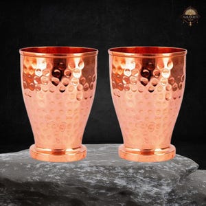 Hand Hammered Copper Drinking Cups - Ayurvedic Water Tumblers - Set of 2