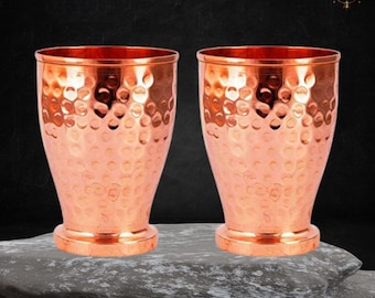 Hand Hammered Copper Drinking Cups - Ayurvedic Water Tumblers - Set of 2