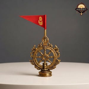 Brass Sudarshana Chakra Idol | Jagannath Neelachakra with Flag