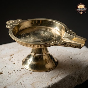Pure Brass Abhishek Patra with Tray Stand Mandir Chowki for Idols Pooja Decor
