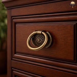 Antique Brass Cabinet Knobs, Vintage Drawer Pulls, Mandir Hardware, Pack of 4