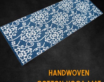 Cotton Yoga Mat Floral Design | 8mm Non-Slip 2×6 Ft
