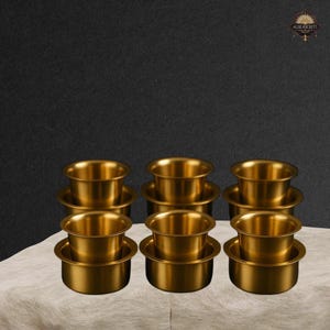 Brass Dabara Coffee Set – Traditional South Indian Filter Coffee Cups & Saucers, Matte Finish, Gift Set (6 Set)