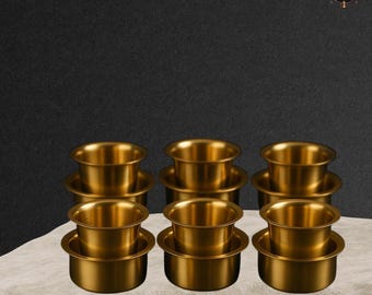 Brass Dabara Coffee Set: South Indian Filter Coffee Cups, Matte Finish, 6-Piece
