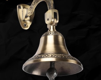 Sino de latão antigo: decoração de parede vintage de 7 polegadas