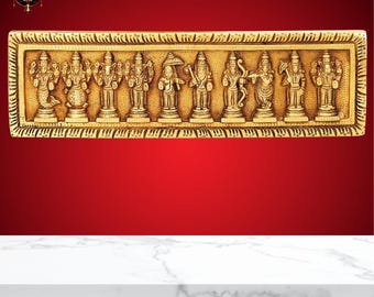 Väggbonad i mässing, Vishnu Dashavatar: Hinduisk tempelkonst - 32 cm