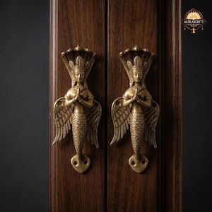 Brass NagKanya Door Handle Set of 2 | Antique Door Pull Decor