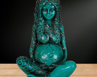 Estatua de la Diosa Madre Gaia de 12 cm, verde/tierra, decoración para altar