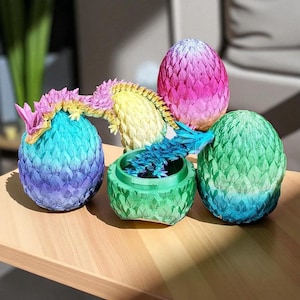 3D Printed Crystal Dragon with Egg – 12 Inch Flexible Fantasy Toy – Fidget Collectible Christmas Gift