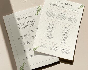 Wedding Day Itenary Template, Mobile & Print Wedding Timeline, Reception Timeline Wedding Weekend Itinerary, Bridal Party Timeline