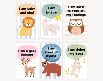 Daily Affirmations Kids Cards, Affirmation Deck Printable, Encouragement Cards, Lunch Box Notes, Animal Cards for Kids, Kids Lunchbox