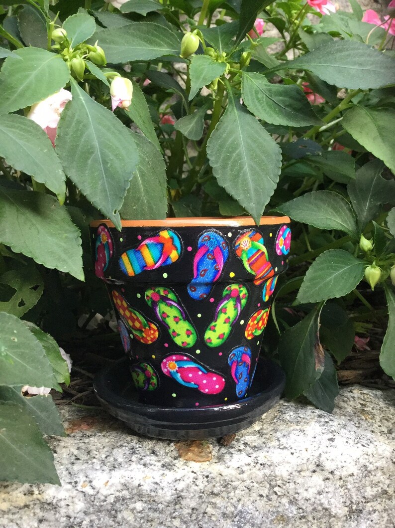 Beach Shoes Flower Pot with Saucer FlipFlop Planter Beach Etsy