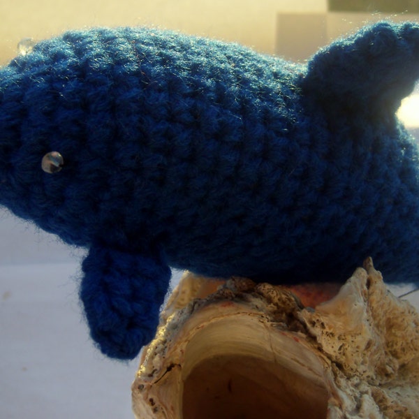 Dolphin Stuffed Animal -Crochet Dolphin Amigurumi - Blue Dolphin with Gemstones - Dolphin Plushie - Collectible Crochet Art Dolphin