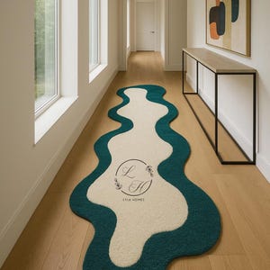 Irregular Handtuffted Green beige Rug for living room, bedroom,kids, hallway, Abstract Rugs layered  wool Rugs contemporary handmade woolrug