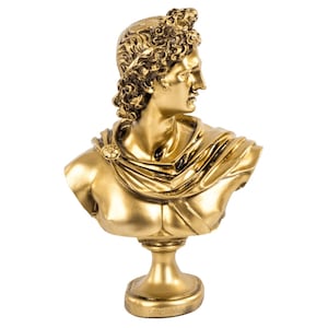 Apollo Statue | 33cm Greek God Bust | Classical Resin Sculpture | Mythology Home Decor