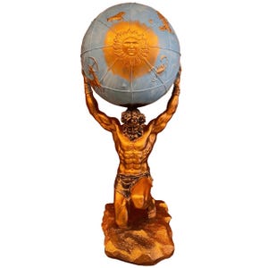 Atlas Statue Holding Sky | 60cm Greek Titan Sculpture | Powerful Myth Decor | Large Resin Art