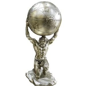Atlas Statue Holding Sky | 60cm Greek Titan Sculpture | Powerful Myth Decor | Large Resin Art