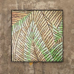 Mosaic Mural – Handmade Glass Leaf Mosaic Wall Art for Modern Home Decor and Nature-Inspired Minimalist Interiors