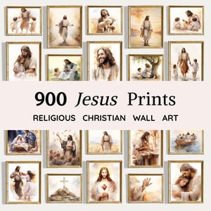 900 láminas imprimibles de Jesús para pared / Arte cristiano suave para pared / Láminas de galería cristiana / Obras de arte religiosas / Arte de fe neutral (Descarga digital)