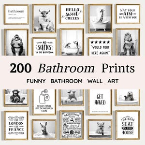 200 lustige Tiermotive fürs Badezimmer | Humorvolle Wandbilder zum Ausdrucken (Digitaler Download)