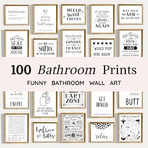 100 Funny Bathroom Prints | Modern Quotes Wall Art | Restroom Signs (Digital Download)
