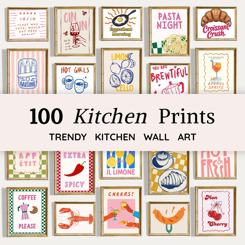 retro kitchen prints, set of 3, food wall art (digital... Bar/ Kitchen Prints - Etsy UK