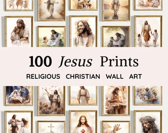 100 Jesus Wall Art Prints | Soft Christian Gallery Decor (Digital Download)