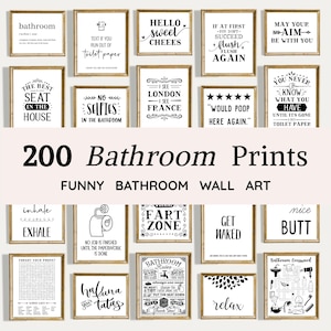 200 Funny Bathroom Prints | Modern Quotes Wall Art | Restroom Signs (Digital Download)