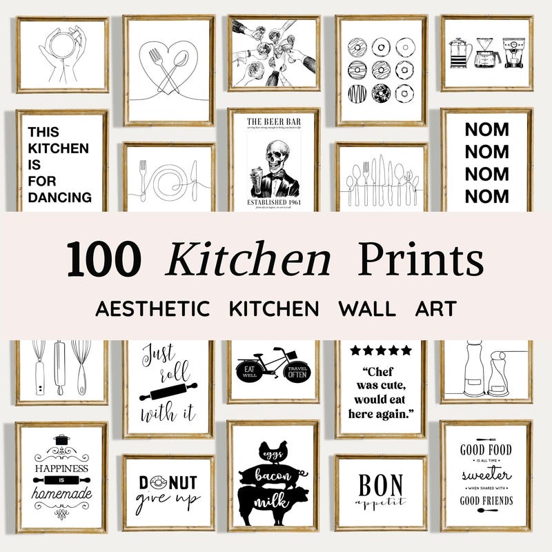100+ kitchen art prints bundle, food & drink wall... Kitchen Wall Art - Etsy