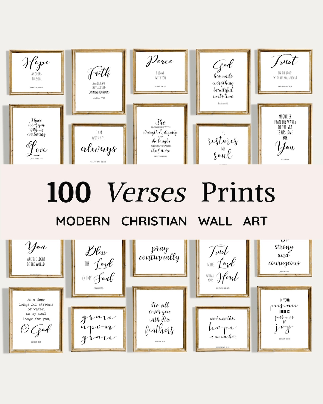 100 Bible Verse Prints | Modern Christian Wall Art | Scripture Gallery ...