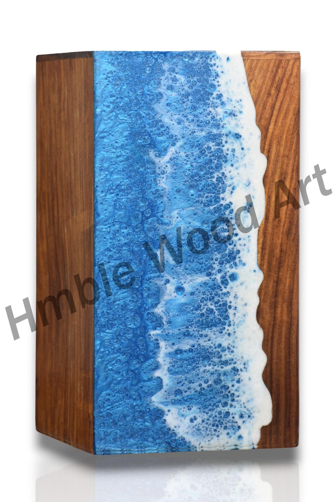Rosewood Ocean Wave Resin Urn – Handmade Wooden Cremation Box With Deep ...