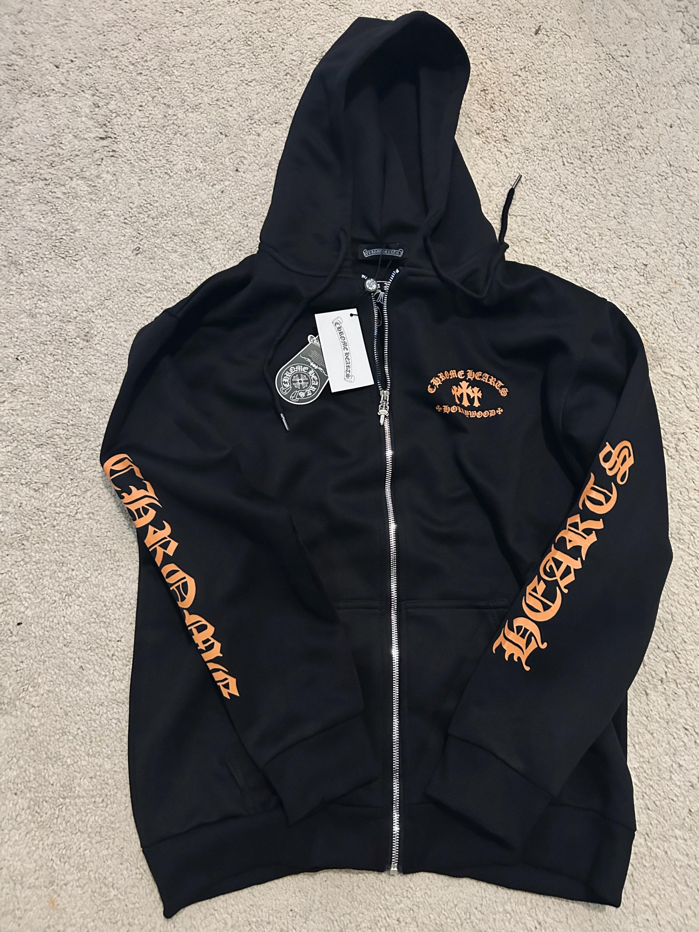 【Chrome Hearts】フローラル heavy weight zip hoodie ブラック Buy Chrome Hearts Horseshoe Floral Cross-Sleeve Zip Up