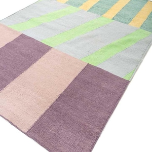 Handwoven Wool  Kilim Rug,   Premium Quality Dhurrie Custom Swedish Scandinavian Designer Handmade Flatweave Rug for Living Room, Home Decor
