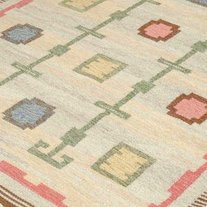 Handgefertigter Kelim Teppich aus Wolle, Handgefertigter Flachgewebe Teppich für Wohnzimmer, Home Decor