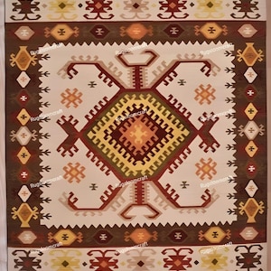 Handwoven Wool  Kilim Rug,  Contemporary Dhurrie Custom Swedish Scandinavian Designer Handmade Flatweave Rug for Living Room, Home Decor