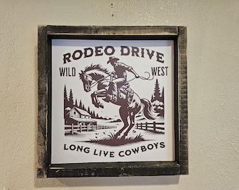 Rodeo Drive - wood sign - home decor - hanging wall sign - rodeo - cowboy
