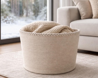 Storage basket made of cotton cord