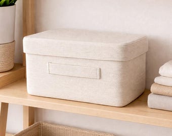 Rectangular Cotton Rope Storage Box With Lid