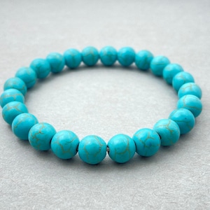 Turquoise Bracelet, Beaded Bracelet, Gift for Her, Gemstone Bracelet, Healing Bracelet, 8mm Beads, Friendship Bracelet, Crystal Bracelet