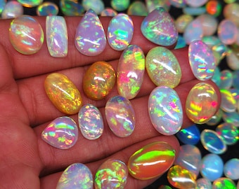 Natuurlijke Ethiopische witte opaal cabochon Kavel: AAA-kwaliteit sieraden maken opaal oktober geboortesteen