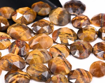 AAA Tiger Eye Rose Cut Gemstone, Jewelry Making (6x8 to 8x10 MM)
