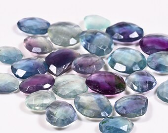 Rainbow Fluorite Rose Cut Gemstones - Oval, 10 Piece Lot (6x8 to 8x10 MM)
