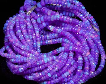 Lavender Ethiopian Opal Beads: Faceted Rondelle Gemstone (3-5.5mm)