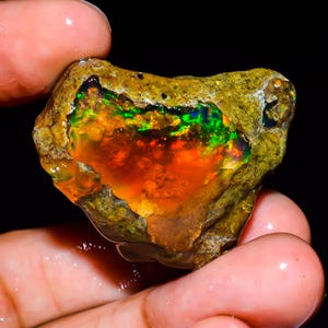 Welo Fire Ethiopian Opal Rough Gemstone: Natural Jewelry Making Stone, 58 Ct