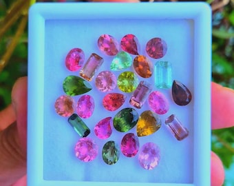 Faceted Multi-Color Tourmaline Gemstones – Mixed Shape, Jewelry Making (3-10mm)
