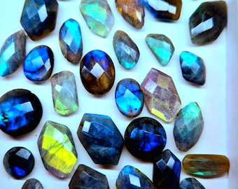 Naturlig labradorit rosenskuren mix cabochon ädelstensmix lot 20x12-16 x 9 mm