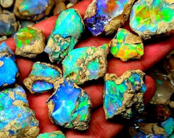 Welo OPAL ruwe edelstenen: grote natuurlijke ruwe kristallen van AA-kwaliteit, flitsende bulkset