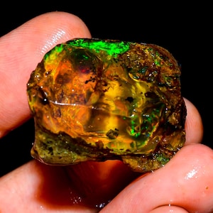 Welo Fire Ethiopian Opal Rough Gemstone: Natural Jewelry Making Stone, 52 Ct