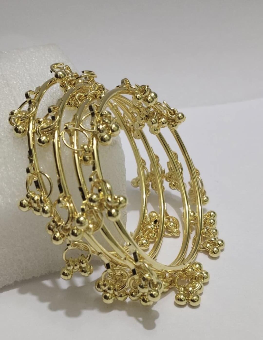 Pakistani Gold Color Ghungroo Churi Bangles – Indian Kashmiri Bangles ...